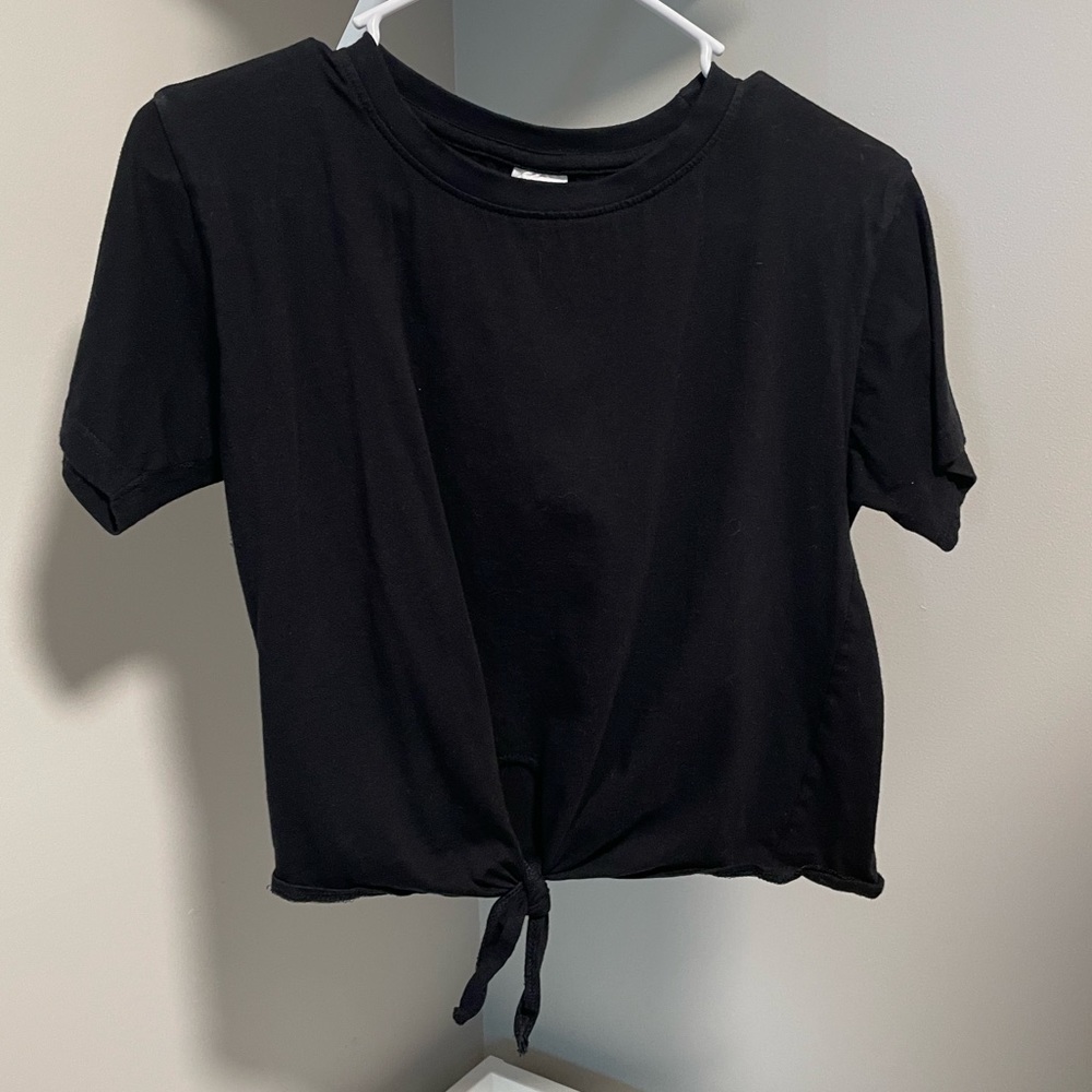 Cute Black Tee with Tie Detail